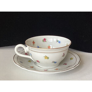 Bavaria Schumann Small Floral Teacup & Saucer Germany U.S Zone 1940’s-50’s